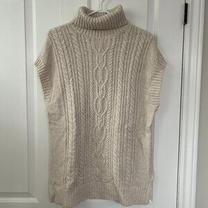 Reitmans Cable Knit Turtleneck Sweater Vest Large Cream
